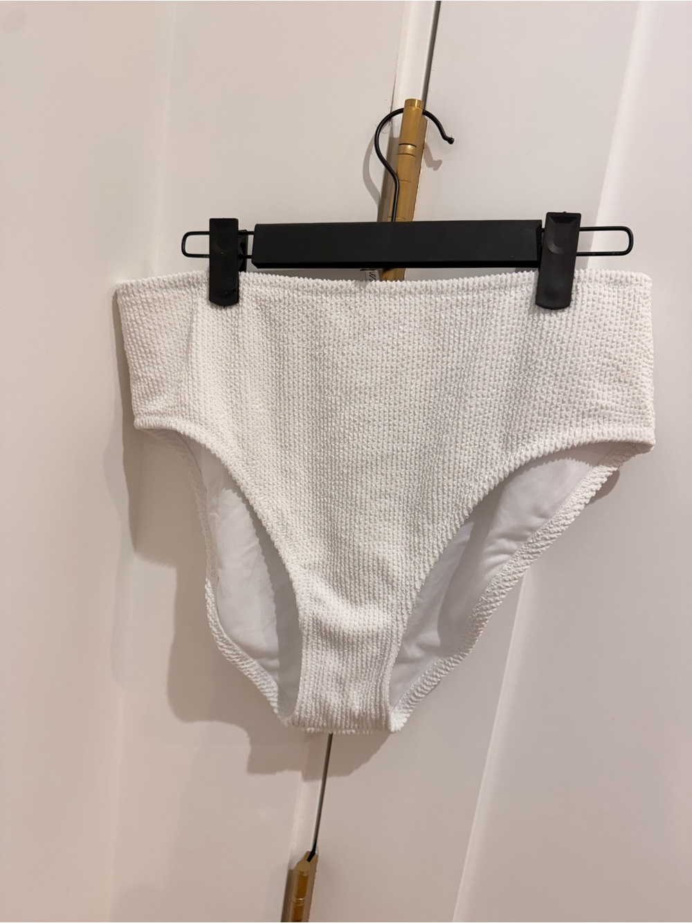 J. Crew White Textured High-Waist Bikini Bottoms